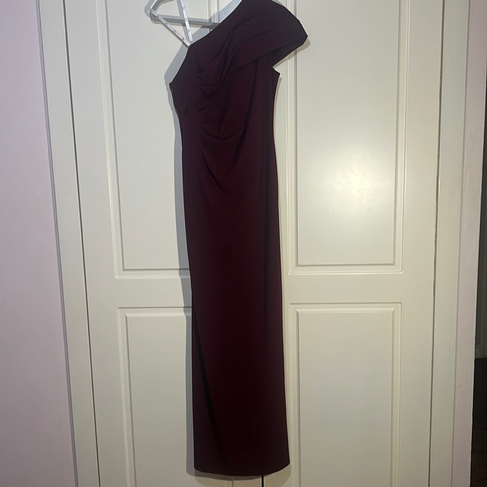 One Shoulder Burgundy Db Studio Gown - image 1